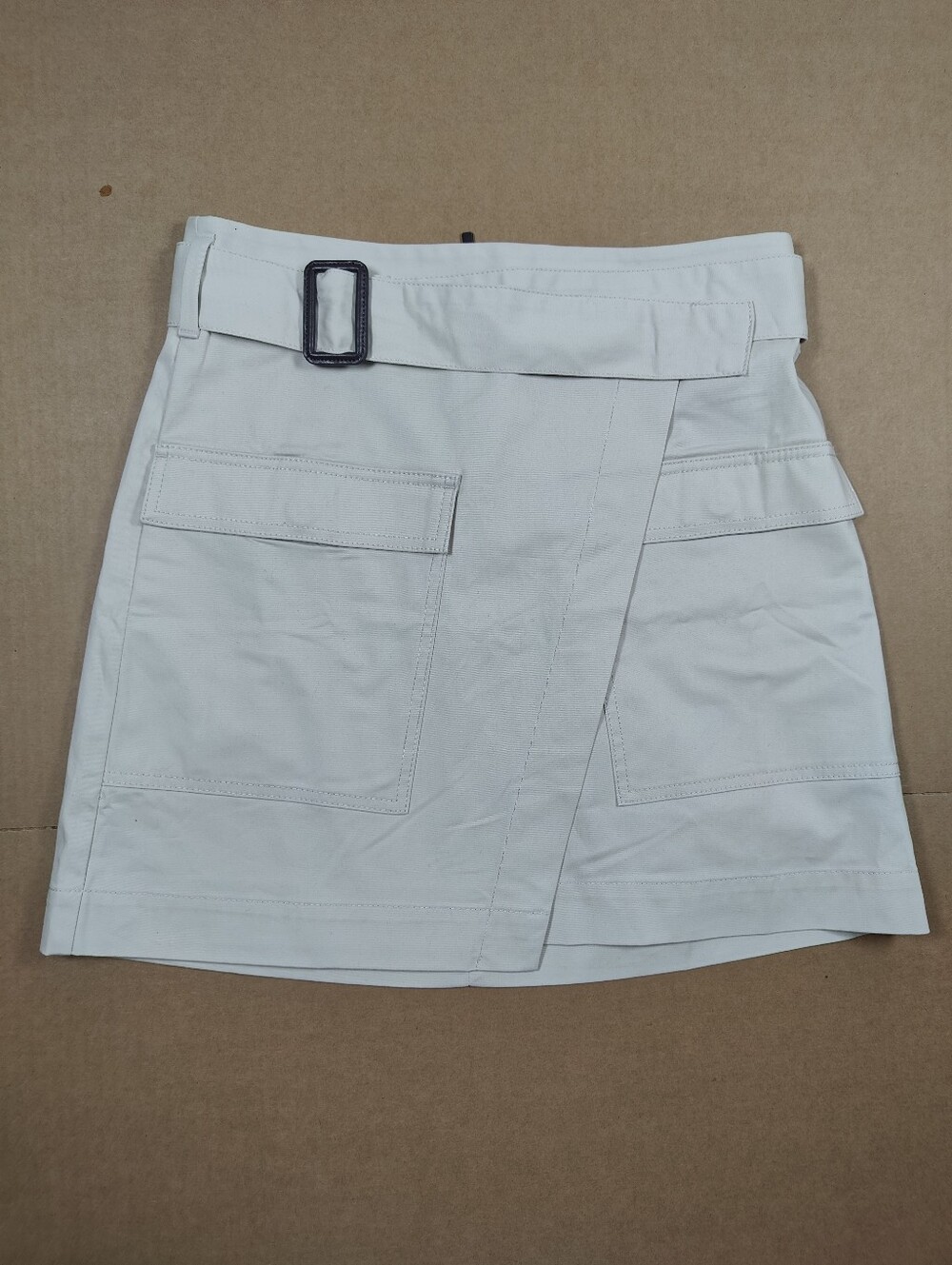 NWT Banana Republic Womens Ivory Wrap Belted Utility Cotton Mini Skirt Size 6